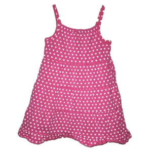 FADED GLORY Pink & White Heart Polka Dot Spaghetti Strap Dress
